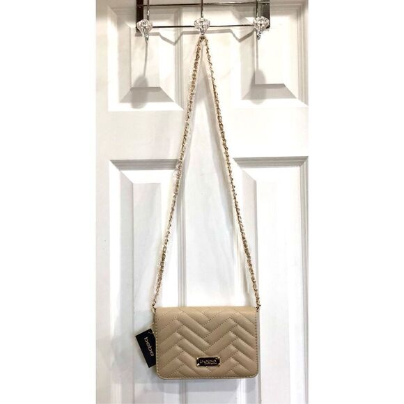 BEBE - NWT - "Sophia" Small Crossbody/Clutch in "Beige"/Quilted Vegan Leather 👝 - Picture 15 of 16